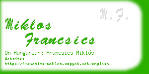 miklos francsics business card